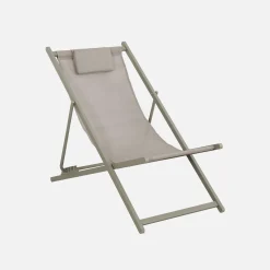 Multi-position folding steel chilienne with cushion (set of 2)