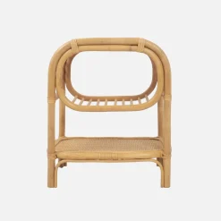 Natural curved rattan bedside table 1 shelf 1 cubby