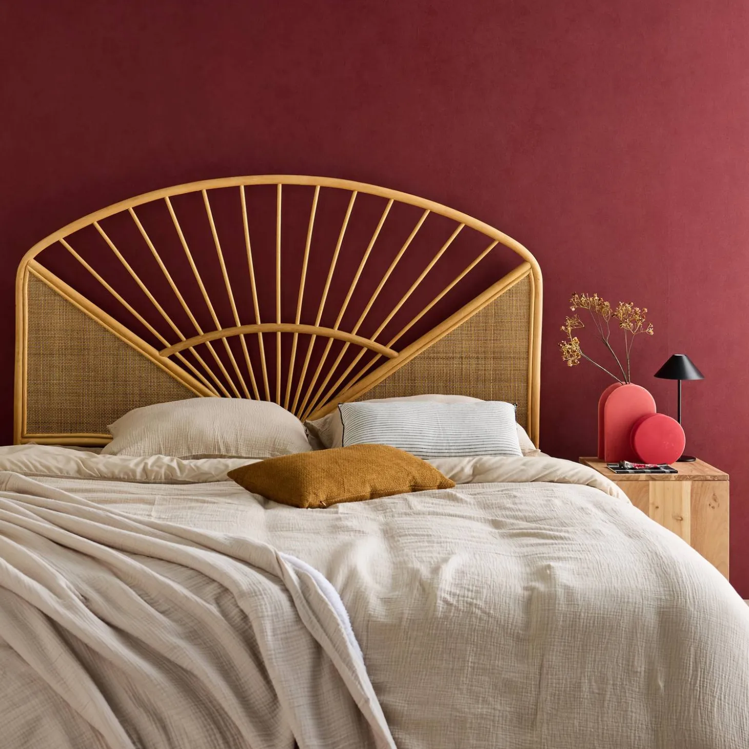 Natural rattan and cane headboard