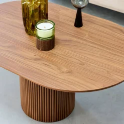 Oblong coffee table with carved wood effect