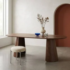 Oblong dining table for 8 people wood decor