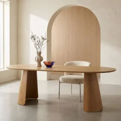 Oblong dining table for 8 people wood decor