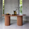 Oblong dining table with carved wood effect, seats 4-6, 180cm