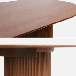 Oblong dining table with carved wood effect, seats 4-6, 180cm