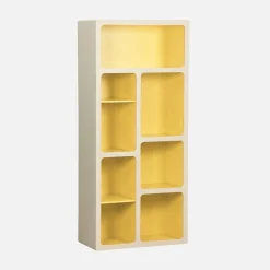 Organic bookshelf with two-tone wood decor 8 compartments