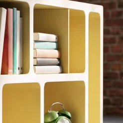 Organic bookshelf with two-tone wood decor 8 compartments