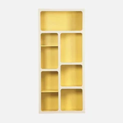 Organic bookshelf with two-tone wood decor 8 compartments