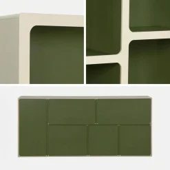 Organic bookshelf with two-tone wood decor 8 compartments