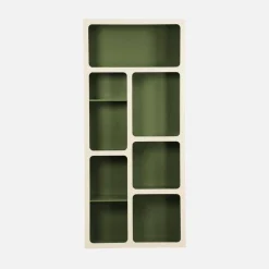 Organic bookshelf with two-tone wood decor 8 compartments