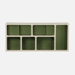 Organic bookshelf with two-tone wood decor 8 compartments