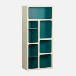 Organic bookshelf with two-tone wood decor 8 compartments