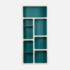 Organic bookshelf with two-tone wood decor 8 compartments