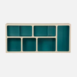 Organic bookshelf with two-tone wood decor 8 compartments
