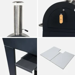 Outdoor charcoal pizza oven, pizza stone and chimney