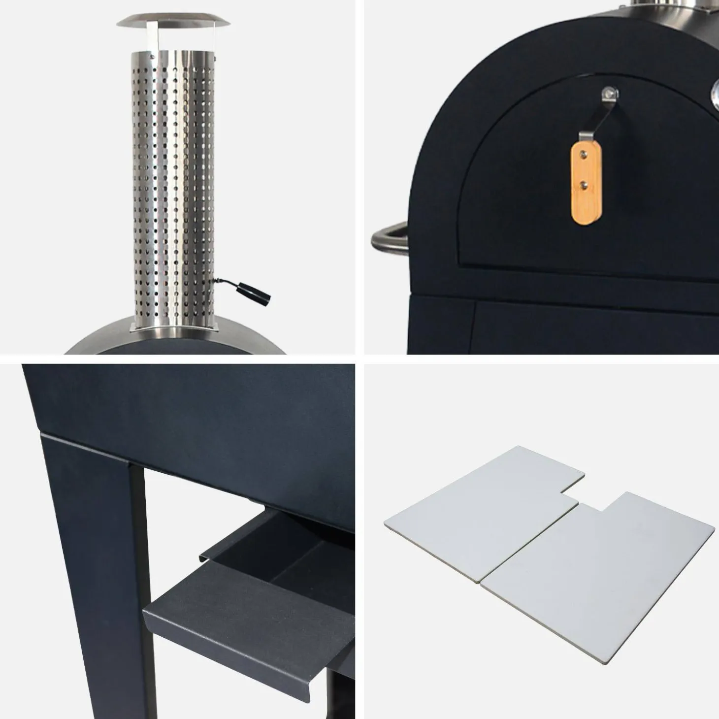 Outdoor charcoal pizza oven, pizza stone and chimney