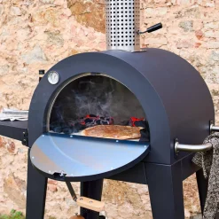 Outdoor charcoal pizza oven, pizza stone and chimney