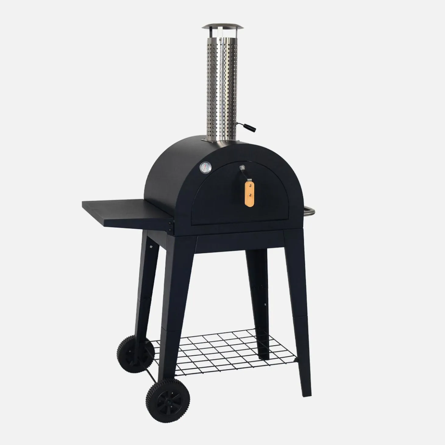 Outdoor charcoal pizza oven, pizza stone and chimney