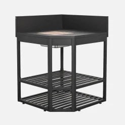 Outdoor kitchen corner module steel with ice bucket and wooden board L80cm