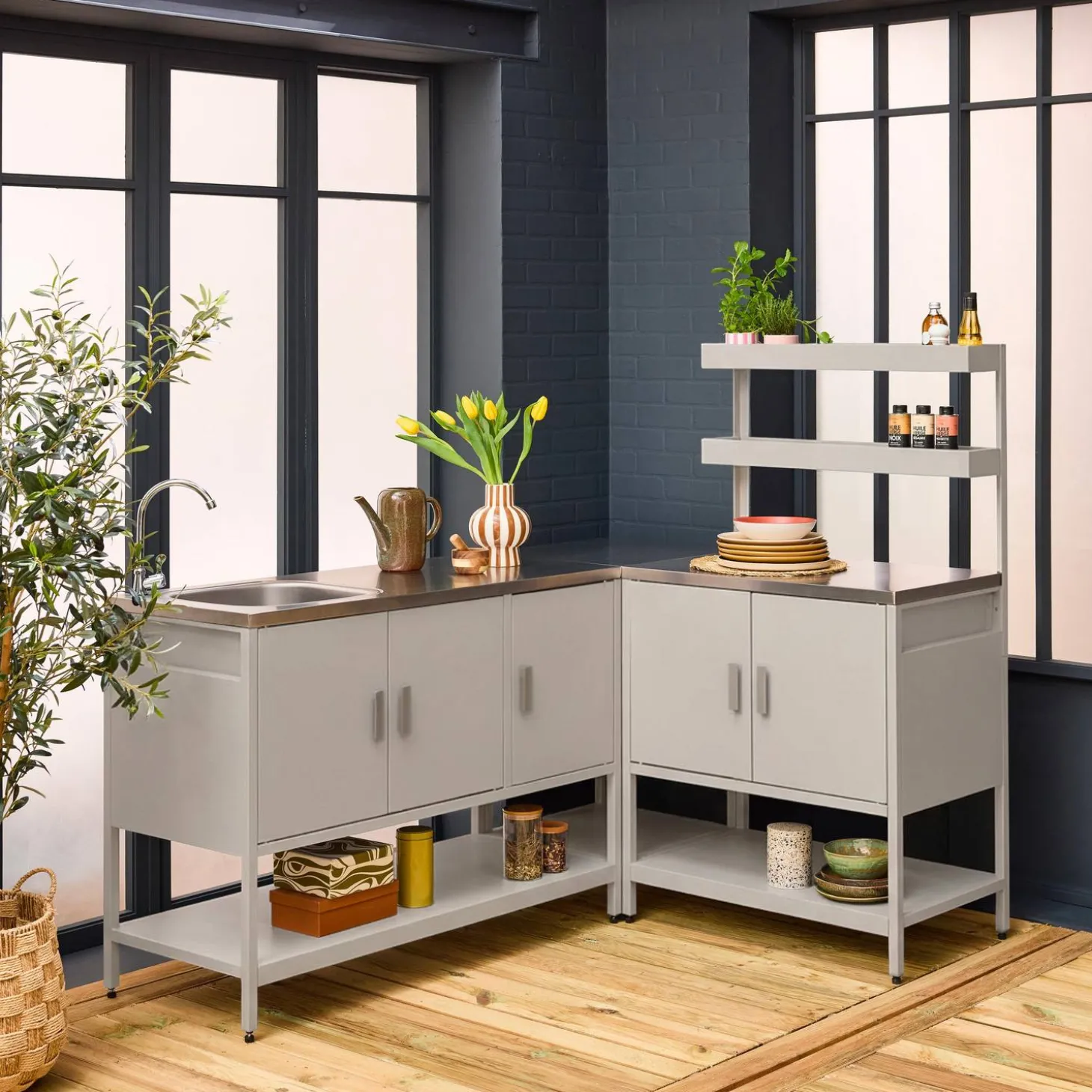 Outdoor kitchen 3 modules in stainless steel