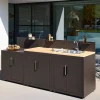 Outdoor kitchen 3 modules steel and wood decor