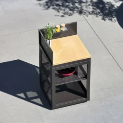 Outdoor kitchen steel and wood decor 1 shelf L60cm