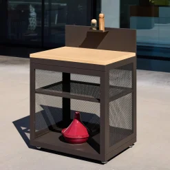 Outdoor kitchen steel and wood decor 1 shelf L80cm