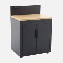 Outdoor kitchen steel and wood decor 2 doors 1 hook L80cm