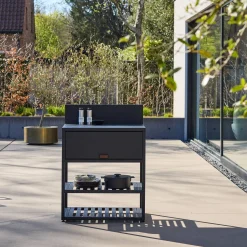 Outdoor kitchen steel 1 cabinet 2 shelves L80cm