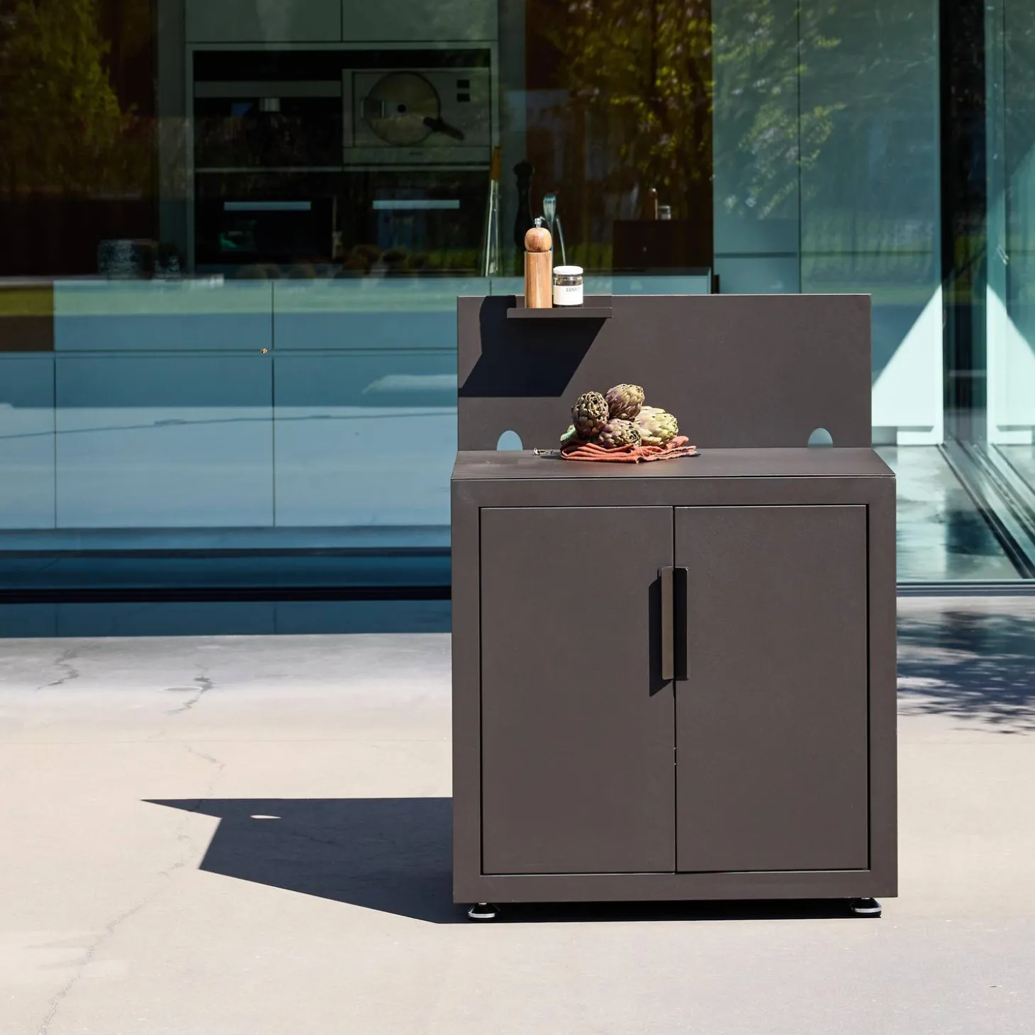 Outdoor kitchen steel 2 doors 1 hook L80cm