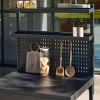 Outdoor kitchen steel 2 shelves 2 hanging shelves and pegboard L80cm