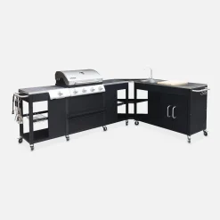 Outdoor kitchen steel with American gas grill 5 burners