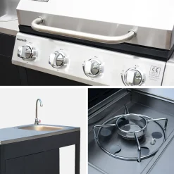 Outdoor kitchen steel with American gas grill 5 burners