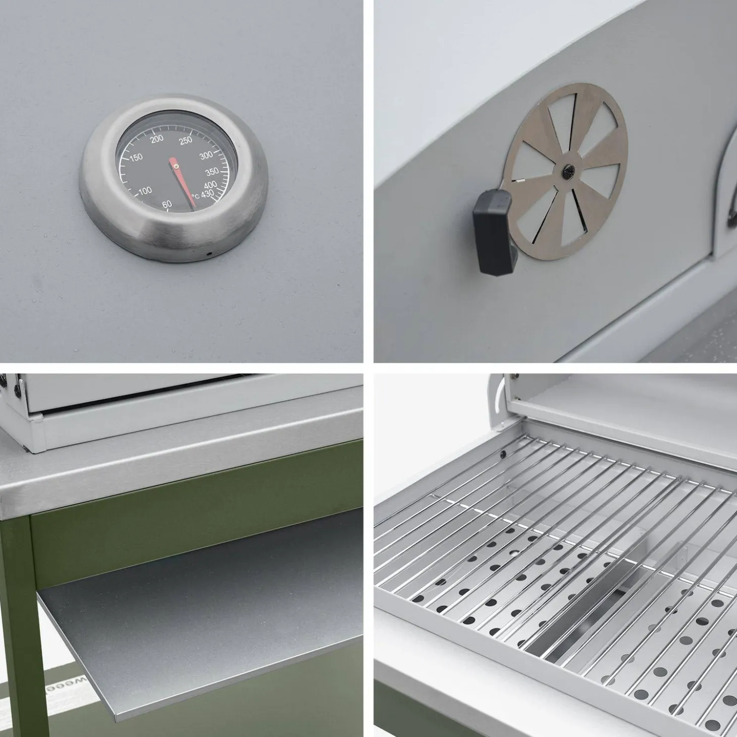 Outdoor kitchen with charcoal barbecue and 2 modules with sink