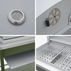 Outdoor kitchen with charcoal barbecue and 3 modules with sink