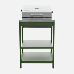 Outdoor kitchen with charcoal barbecue and 5 modules with sink