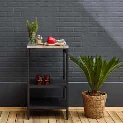 Outdoor steel kitchen with 2 shelves L49cm