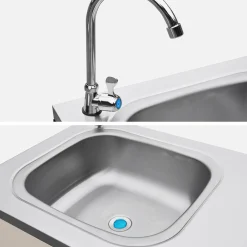 Outdoor steel kitchen with sink L120cm