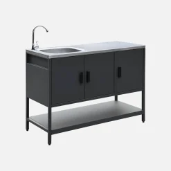 Outdoor steel kitchen with sink L120cm