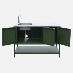 Outdoor steel kitchen with sink L120cm