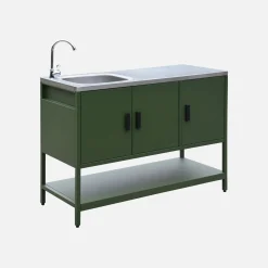 Outdoor steel kitchen with sink L120cm