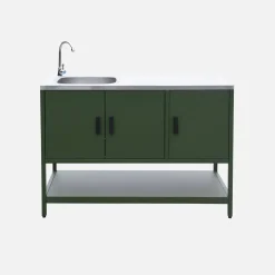 Outdoor steel kitchen with sink L120cm