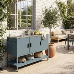 Outdoor steel kitchen with sink L120cm