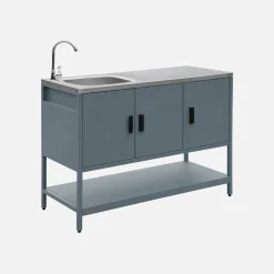 Outdoor steel kitchen with sink L120cm