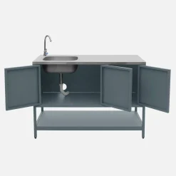 Outdoor steel kitchen with sink L120cm