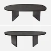 Oval coffee table mango wood and stone veneer