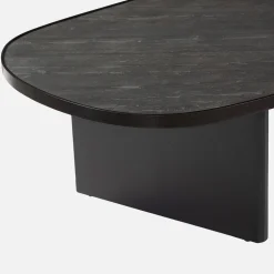Oval coffee table mango wood and stone veneer