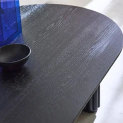 Oval coffee table Rubberwood oak veneer