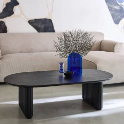 Oval coffee table Rubberwood oak veneer