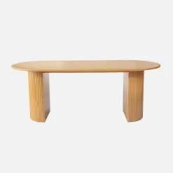 Oval dining table 200cm in rubberwood and oak veneer, seats 6-8