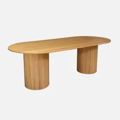 Oval dining table in rubberwood and oak veneer for 8 seats